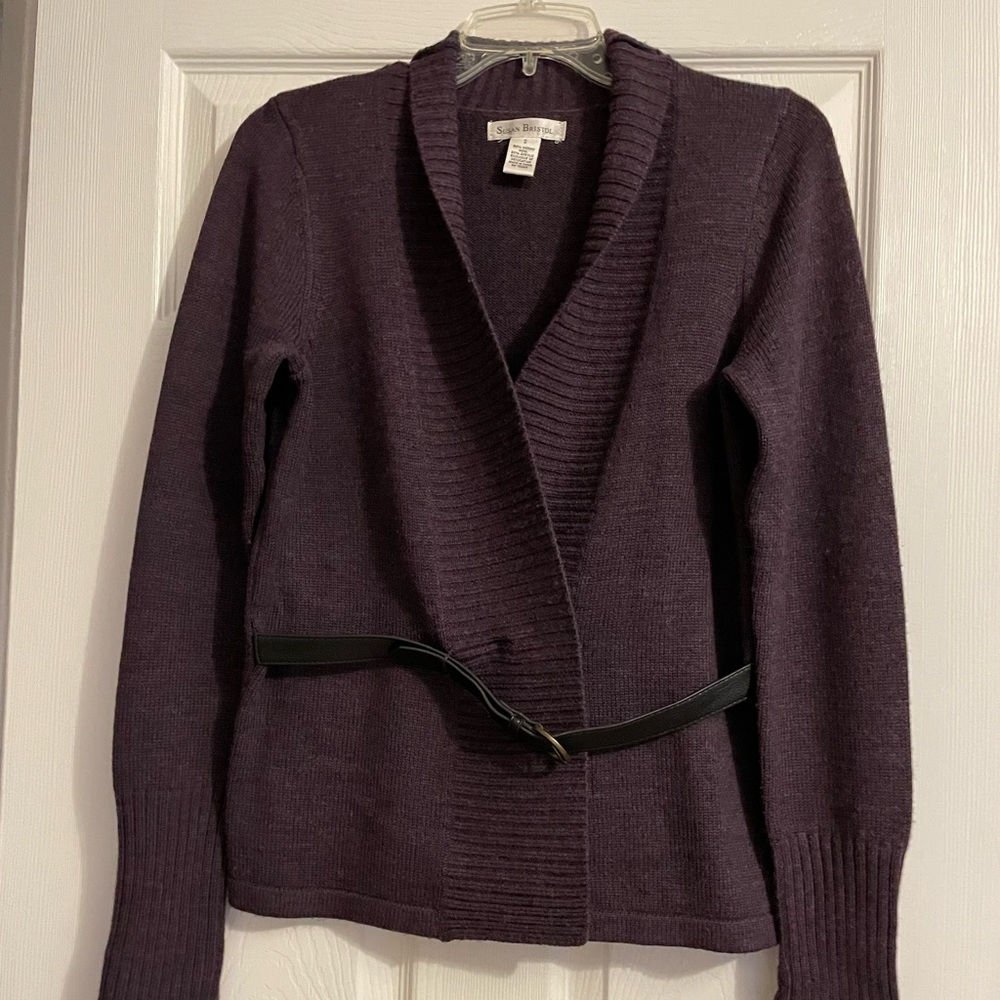 Belted cardigan sweater by Susan Bristol- nice!